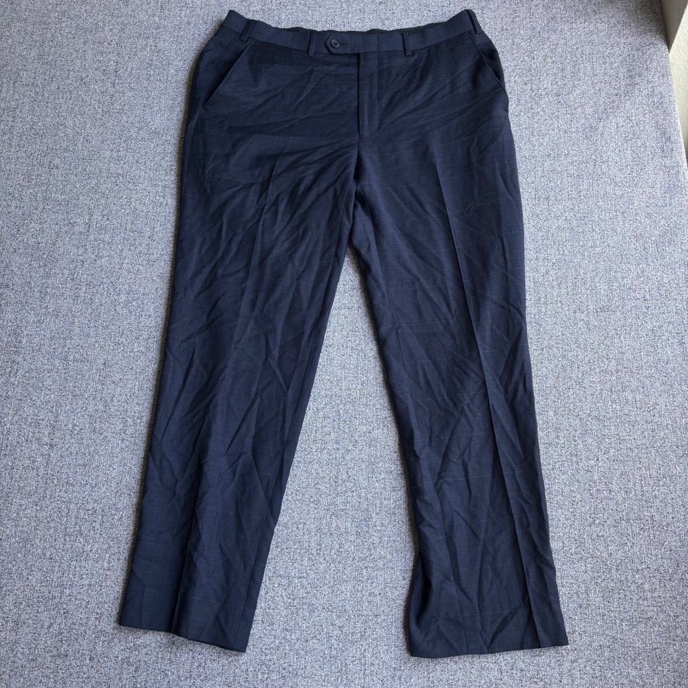 Lauren Ralph Lauren Dress Pants Mens 36x30 Navy Windowpane Wool‎ Flat Front